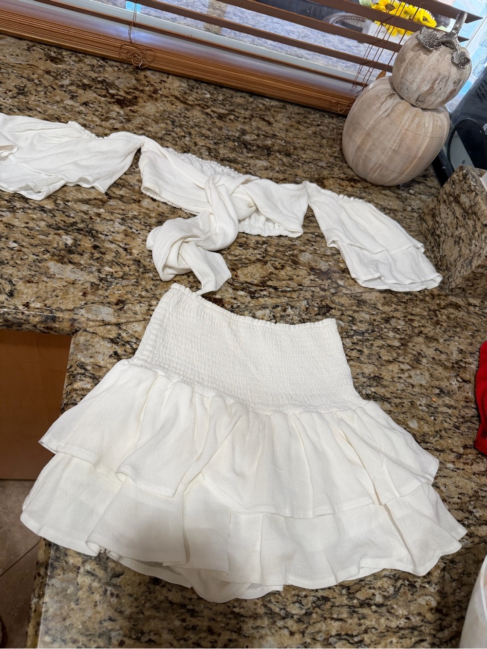 Meshki White Tiered Ruffle Mini Skirt
